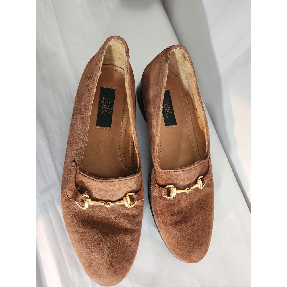 Zelli Italia Men's Loafers Size 10 Brown Suede Horsebit Loafers Made in Italy